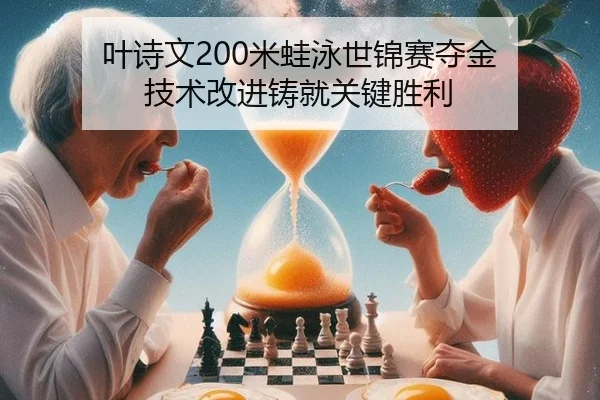 叶诗文200米蛙泳世锦赛夺金 技术改进铸就关键胜利